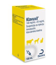 Klavuxil® suspenzija za injekciju, 140 mg/ml + 35 mg/ml, govedo, pas i mačka