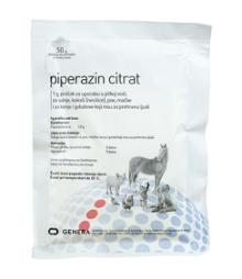 Piperazin citrat, 1 g, prašak za uporabu u pitkoj vodi, za svinje, kokoši (nesilice), pse, mačke i za konje i golubove koji nisu za prehranu ljudi